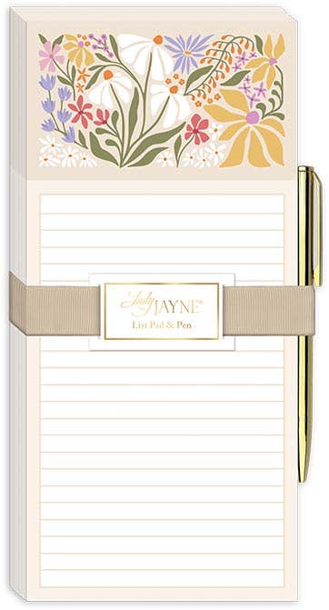 Magnetic List Pad With Pen Flower Market Wildflowers